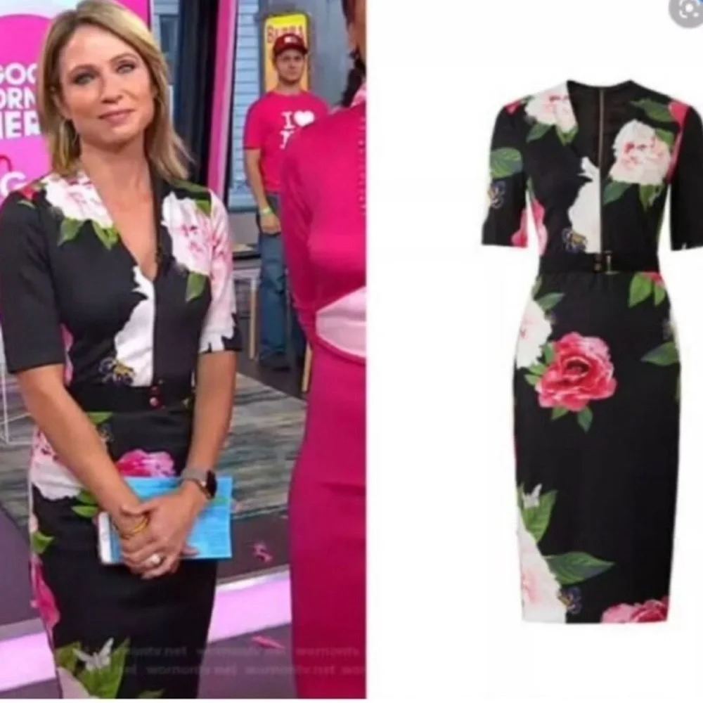 Ted Baker Magnificent V Bodycon Dress NWT Gilanno Black Floral - Picture 5 of 13